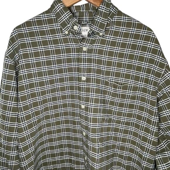 J.Crew 100% Cotton Green Plaid Button Down Shirt Size L - Picture 2 of 7